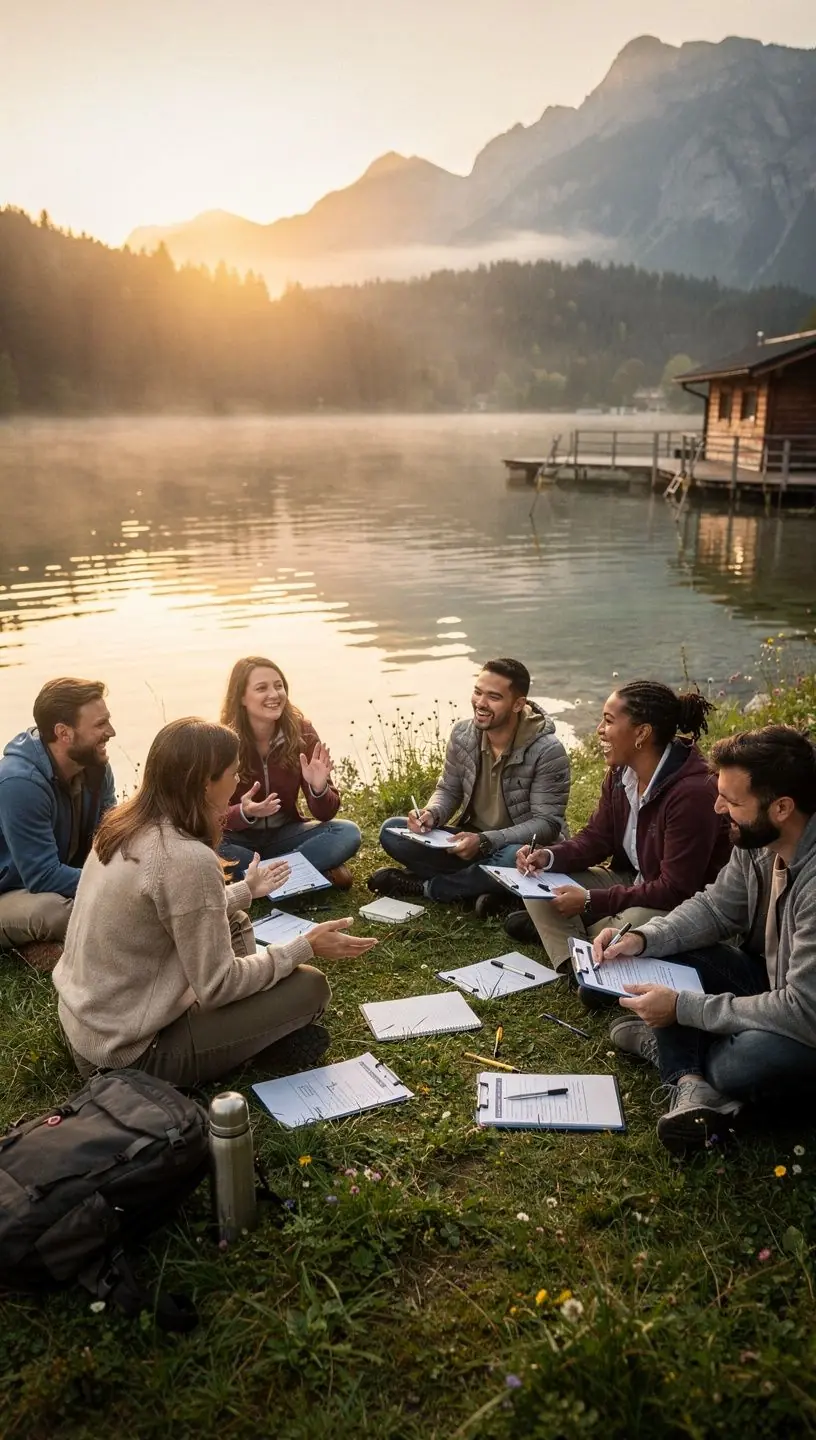 Eine Gruppe von Fachleuten diskutiert die Ergebnisse einer Benutzerforschung in einem Workshop.